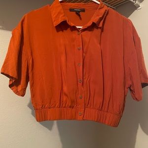 Burnt Orange button down short sleeve top